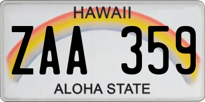 HI license plate ZAA359