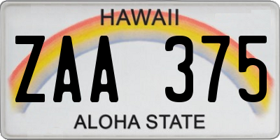 HI license plate ZAA375