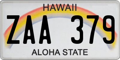 HI license plate ZAA379