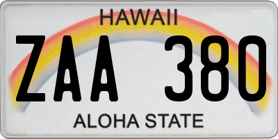 HI license plate ZAA380
