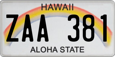 HI license plate ZAA381