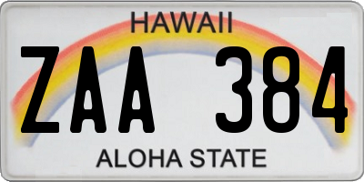HI license plate ZAA384