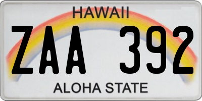 HI license plate ZAA392