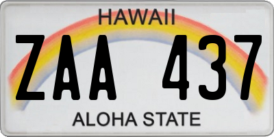 HI license plate ZAA437