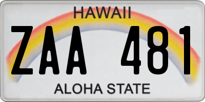 HI license plate ZAA481