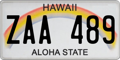 HI license plate ZAA489