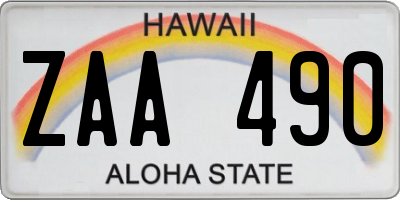 HI license plate ZAA490