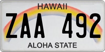 HI license plate ZAA492