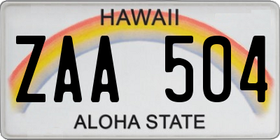 HI license plate ZAA504