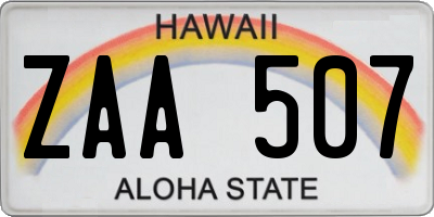 HI license plate ZAA507