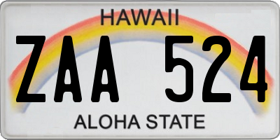 HI license plate ZAA524