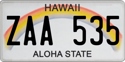 HI license plate ZAA535