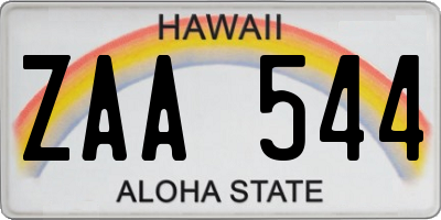 HI license plate ZAA544