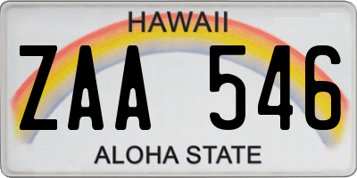 HI license plate ZAA546