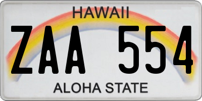 HI license plate ZAA554