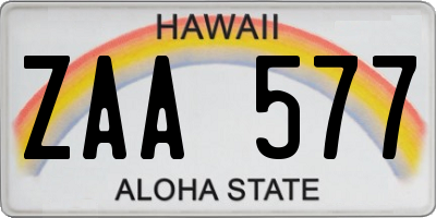 HI license plate ZAA577