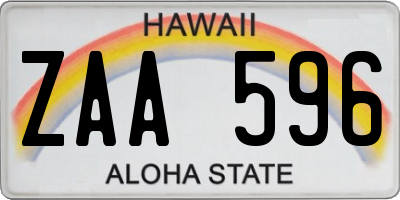 HI license plate ZAA596