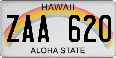 HI license plate ZAA620