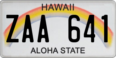 HI license plate ZAA641