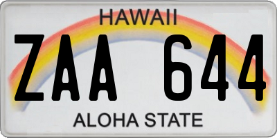 HI license plate ZAA644