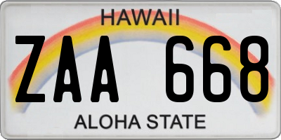 HI license plate ZAA668