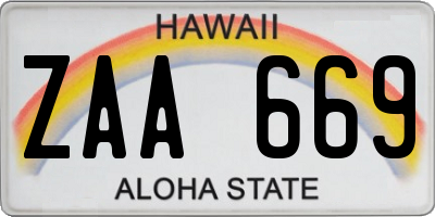 HI license plate ZAA669
