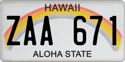 HI license plate ZAA671