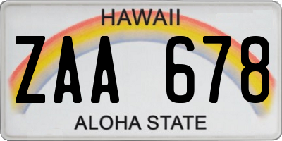 HI license plate ZAA678