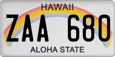 HI license plate ZAA680