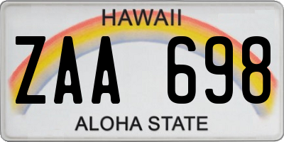 HI license plate ZAA698
