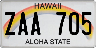 HI license plate ZAA705