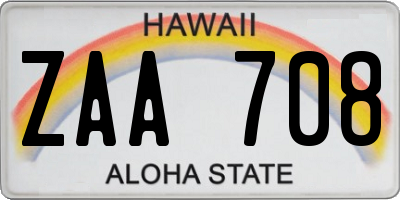 HI license plate ZAA708