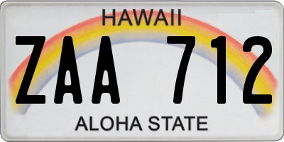 HI license plate ZAA712