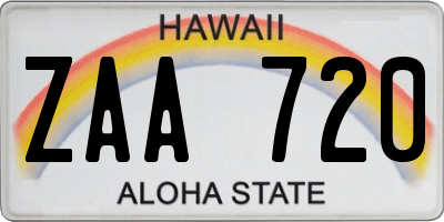HI license plate ZAA720