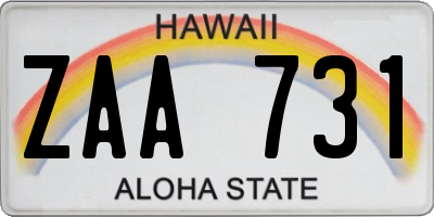 HI license plate ZAA731