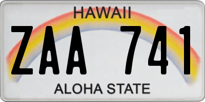HI license plate ZAA741