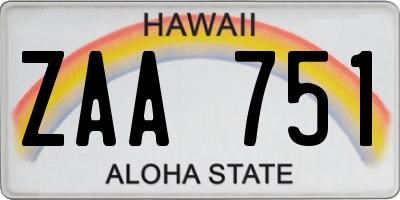 HI license plate ZAA751