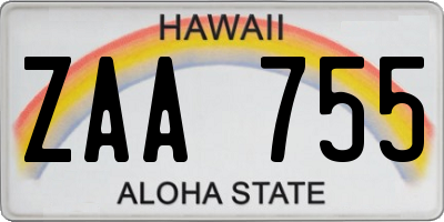 HI license plate ZAA755