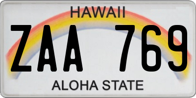 HI license plate ZAA769