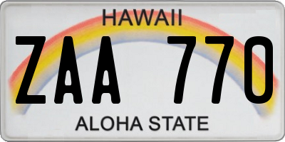 HI license plate ZAA770