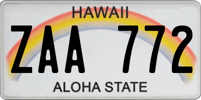 HI license plate ZAA772
