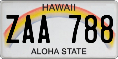 HI license plate ZAA788