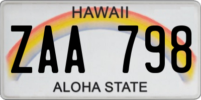 HI license plate ZAA798
