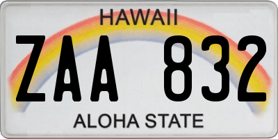 HI license plate ZAA832