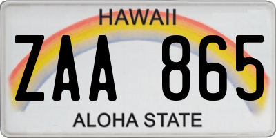 HI license plate ZAA865