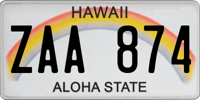 HI license plate ZAA874