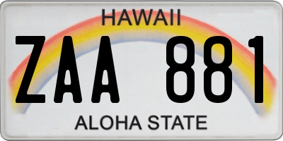 HI license plate ZAA881
