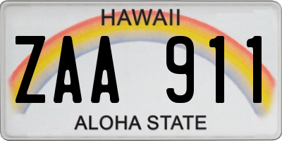 HI license plate ZAA911