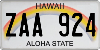 HI license plate ZAA924