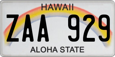 HI license plate ZAA929